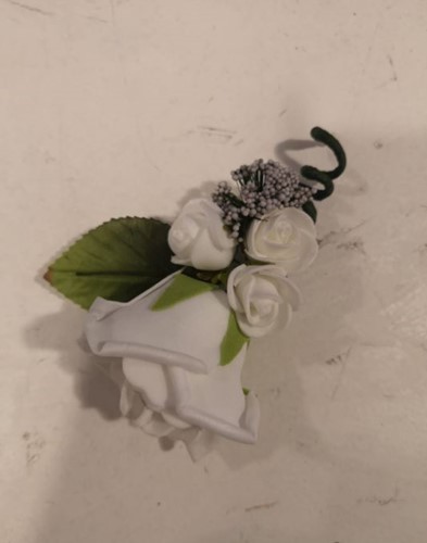 Corsage Roos Wit grijs met blad CPR426 Maatwerk