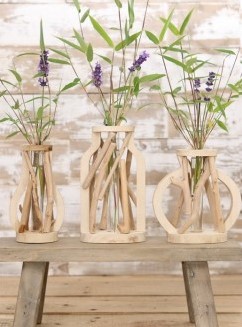 Decoratief Drijfhout met reageerbuis L.11 W.8,5 H.19,5 cm ook leuk voor stekjes