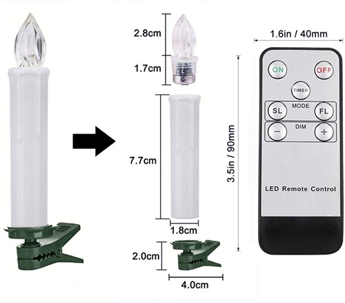 LEDkaarsen 10 st met afstandsbediening en timer Zwart voor bv boom of raam