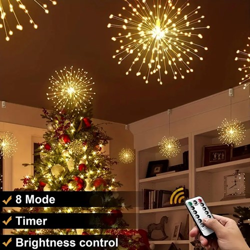 Ledlamp Stardust waterdicht WARMWIT 120 lampjes Met Afstandsbediening, 8 standen en op batterij