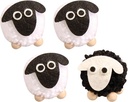 Pompon schaap, 5cm °, om te hangen, 3x wit  1x zwart, Box 4 Schaapjes