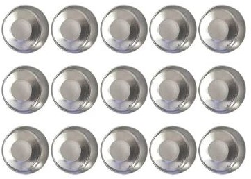 Set voor waxinelichtjes met 100 ronde Aluminiumcupjes voor Waxinelichtjes 100 lontjes en 100 stickers