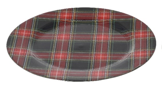 Onderbord Tartan Schotse ruit donker blok 33 cm rond kunststof