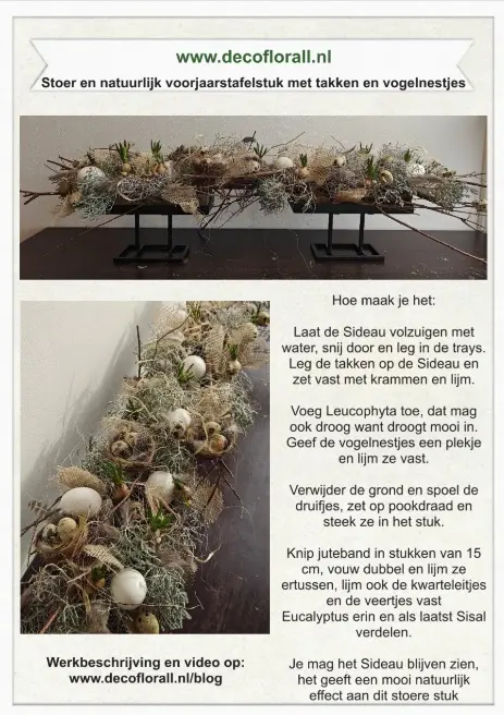 Stoer en natuurlijk voorjaarstafelstuk met takken en vogelnestjes.webp