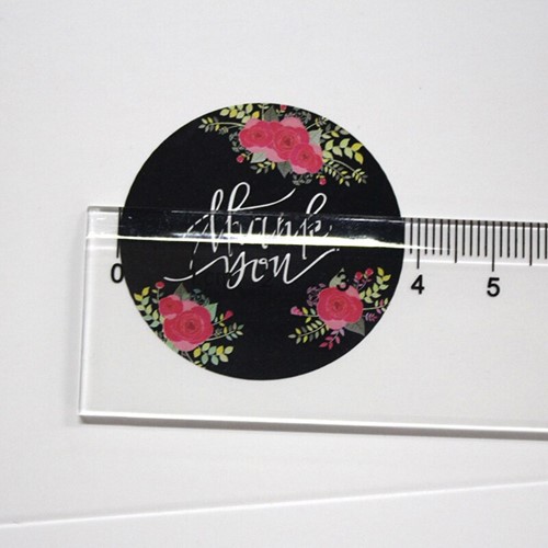 Sluitstickers 120 Labels Thank you Black, Flowers ovaal Etiket Sluitsticker