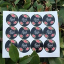 Sluitstickers 120 Labels Thank you Black, Flowers ovaal Etiket Sluitsticker
