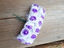 Mini foamrose met tule Wit+Paars hart BULK pak 144 st 2 cm