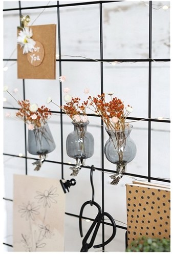 Gekleurd glazen flesje Clipper Grijs  Set van 3 flesje met clip