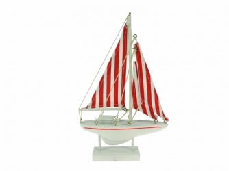 Zeilboot Rood/Wit Maritiem 23x14 cm