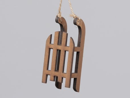 Houten 4 sleetjes hangers kerstdecoratie Naturel 9 cm