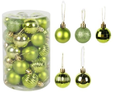 Kerstballen kunststof onbreekbaar Groen 4 cm 34 stuks