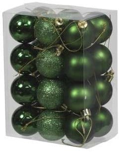 Kerstballen kunststof onbreekbaar Forest Groen combi 4 cm 24 stuks