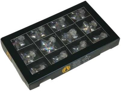 Stervormige kerstballen glas Clear Pearl 40 mm doos 12 stuks