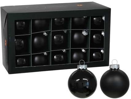Kerstballen glas Zwart Black combi cap 57 mm doos 30 stuks