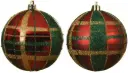 Kerstballen kunststof Tartan Schotse ruit 8 cm per stuk