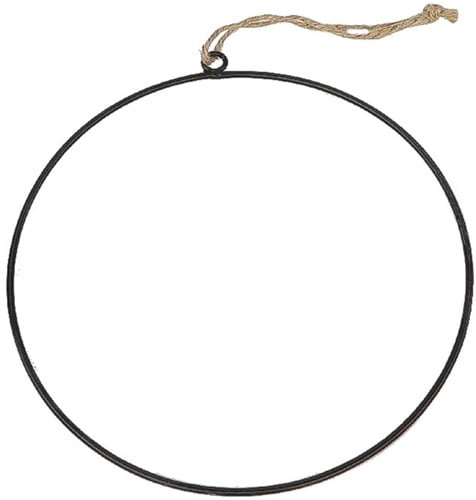 Metalen ring Hula Hoop Floral Dia 30 cm incl touw 48 cm hoog 