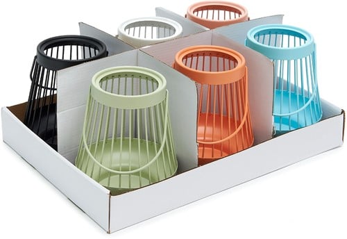 Metalen windlichten Pastel 15.5 cm set 6 stuks