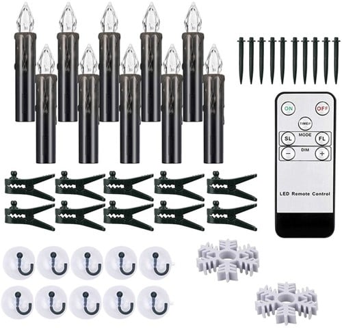 LED Kaarsen De Luxe Warmwit met afstandsbediening timer Zwart 10 stuks
