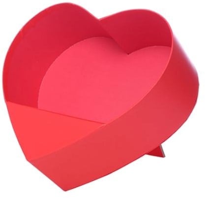 Bloemendoos Rood hartvorm karton standaard staand open flowerbox cadeau doos 24.5 cm