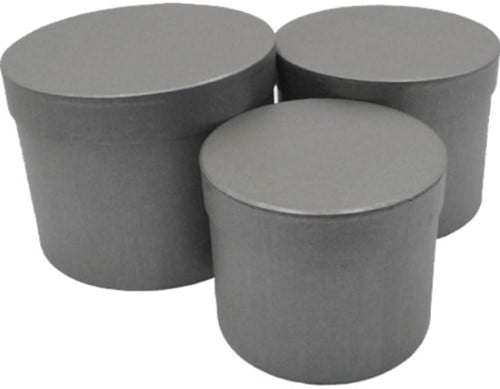 Bloemendoos Set van 3 rond Grijs flowerbox cadeau doos