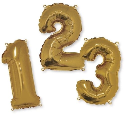 Folieballon Cijfer 0 Goud 40 cm