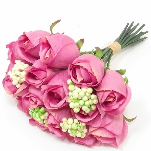 Donker Rozen + besjes 30 cm pak 16 rozen + bestakjes Boeket Grote Rozen