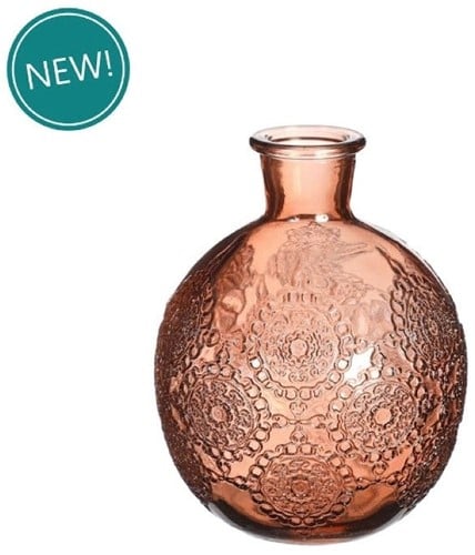 Gekleurd Glazen Flesje Bologna Vaasje Kandelaar Mahogany Ø13 cm H17 cm per stuk