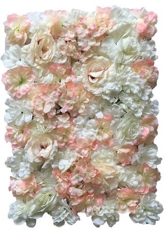 Flowerwall 40x60 cm 9 Peach Zalm Wittinten Rozen en Hortensia