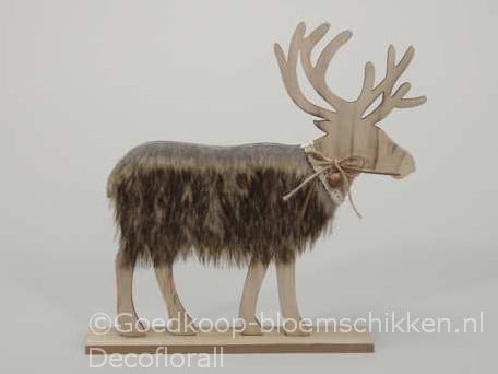 Rendier met bont staand 31x29 cm per stuk