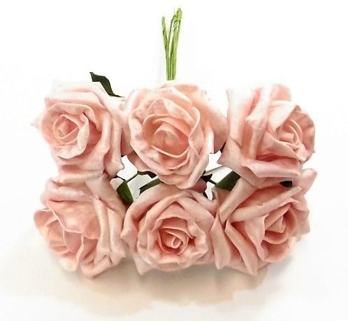 Foamroos Princess Kleurvast Pearl Roze 6 cm Bundel 6 stuks
