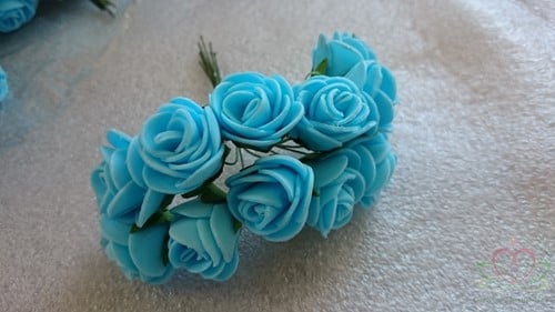 Mini Foam Roos Blue Blauw 2,5 cm Bundel 12 stuks