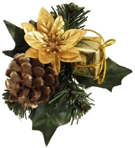 Kerstbijsteker Goud Kerstroos Cadeautje en Dennenappel doos 72 stuks