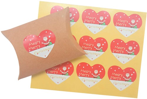Sluitstickers Merry Christmas hart etiket 90 labels