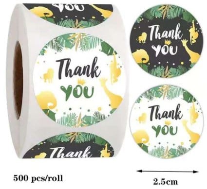Sluitstickers Thank you Multy botanicalstyle etiket rol 500 labels