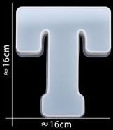 Siliconenmal Letter T voor Epoxy resin, zeep en kaarsen 16 cm per stuk