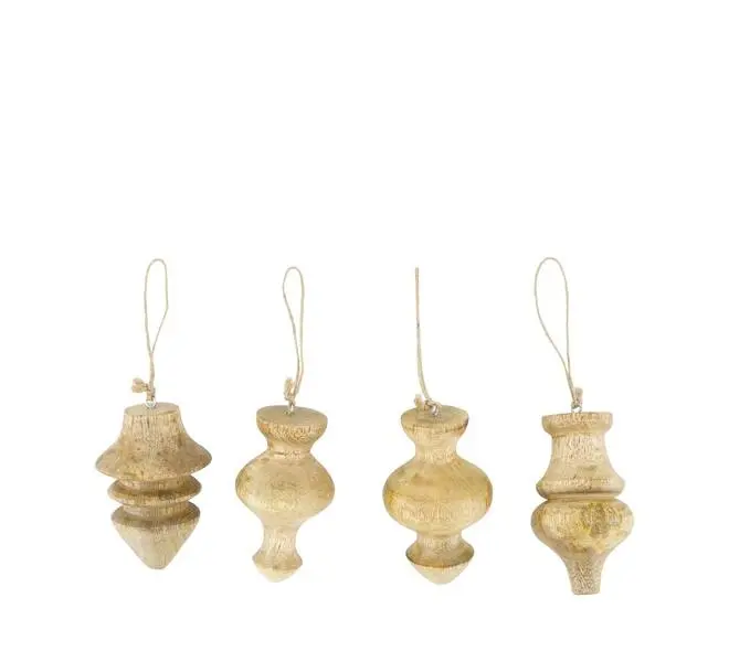 Kranshangers Mango Set van 4 houten Bobbins 6*10cm