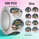 Sluitstickers kerstetiketten Merry Christmas Donkerblauw rond etiket 2,5 cm rol 500 labels
