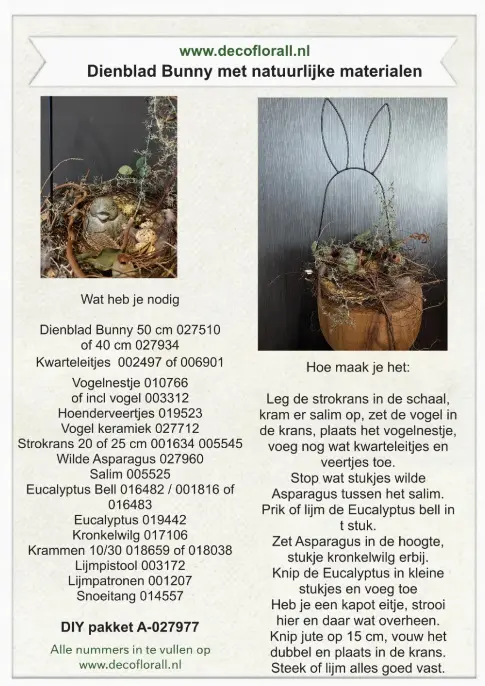 Dienblad Bunny met natuurlijke materialen Stel zelf je pakket samen 