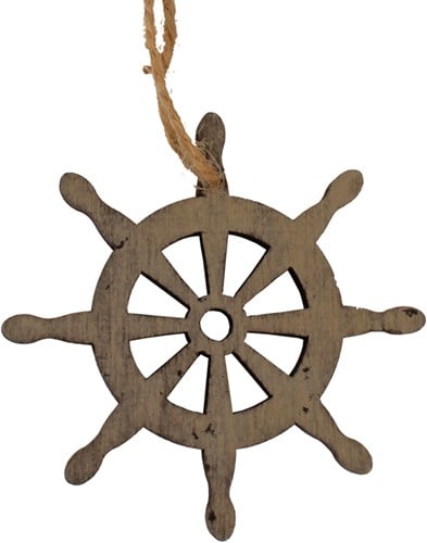 [A-013743] Hanger Stuurwiel hout 7 cm met touw 16 cm per stuk