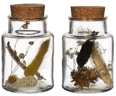 [A-023441] Vaasje Naturel met kurk incl. droogbloemen 10×7 cm per stuk