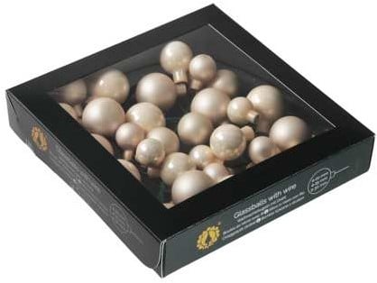 [A-027042] Kerstballen glas Champagne 20 25 30 mm 6 bundels van 6 = 36 stuks