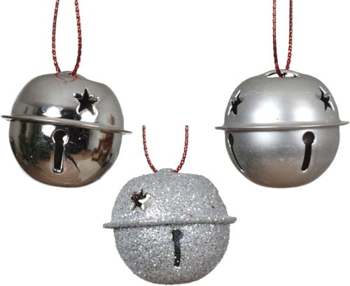 [A-027108] Christmas bells Wedding Wands Kerstbelletjes Zilver 25 mm doosje 12 stuks