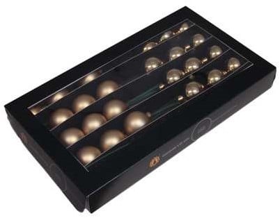 [A-027248] Kerstballen op Lange draad Licht Goud mat glans combi 4 cm 30 stuks