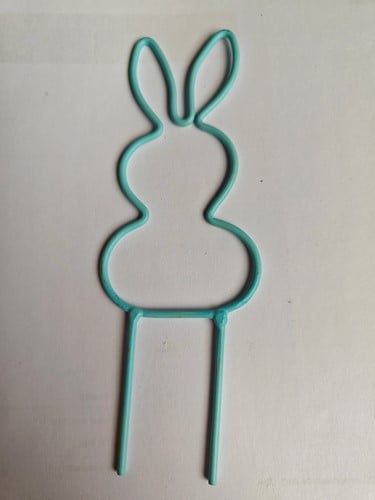 [A-025187] Metalen Frame Haas staand oor op steker Turquoise 10 cm