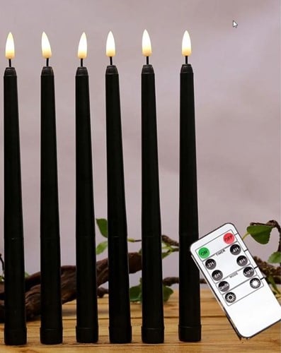 [A-024364] LED Kaarsen Ledcandle Warmwit met afstandsbediening timer Zwart 6 stuks
