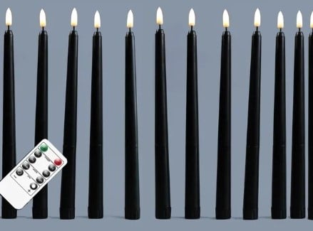 [A-024903] LED Kaarsen Ledcandle Warmwit met afstandsbediening timer Zwart 12 stuks