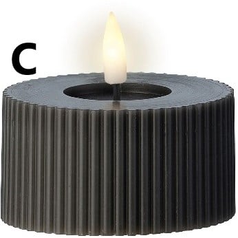 [A-027116] LED Waxinelicht Theelicht Max Wax Antraciet ribbel 7,5x6,5 cm per stuk