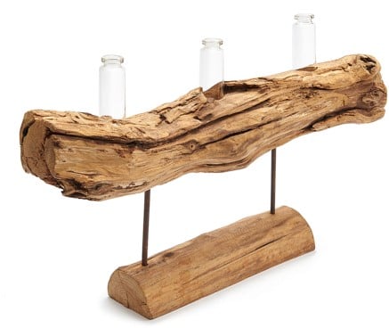 [A-022594] Weathered wood log op stand ca. 50x10x25 cm met glas