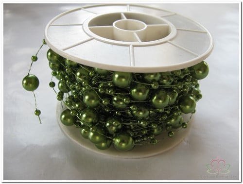 [A-009302] Parelketting Parelguirlande Appelgroen 3+8 mm rol 10 meter