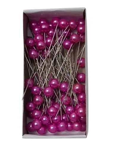 [A-014693] Parelspelden Push pin Fuchsia 8 mm Set 72